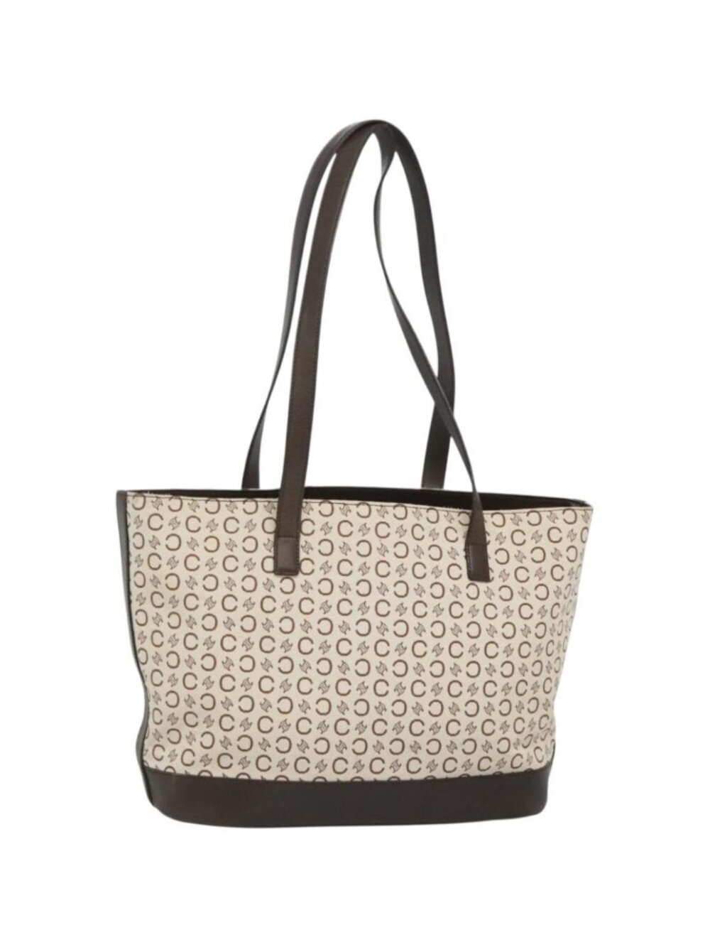 CELINE C Macadam Canvas Tote Bag Gold White
